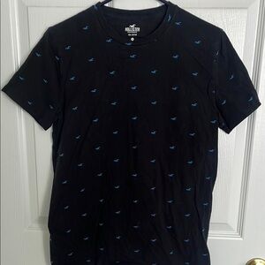 Hollister Black Short Sleeve Tee with Subtle Pattern